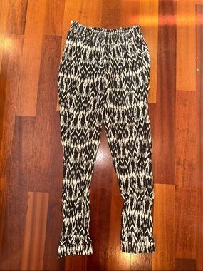 Fire Los Angeles Black and White Ikat Pull-On Pants
